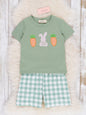 Gingham Carrot Patch Embroidered Outfit
