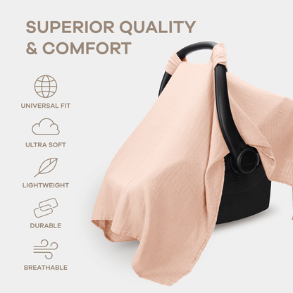Baby Car Seat Cover, Large Car Seat Canopy by Comfy Cubs