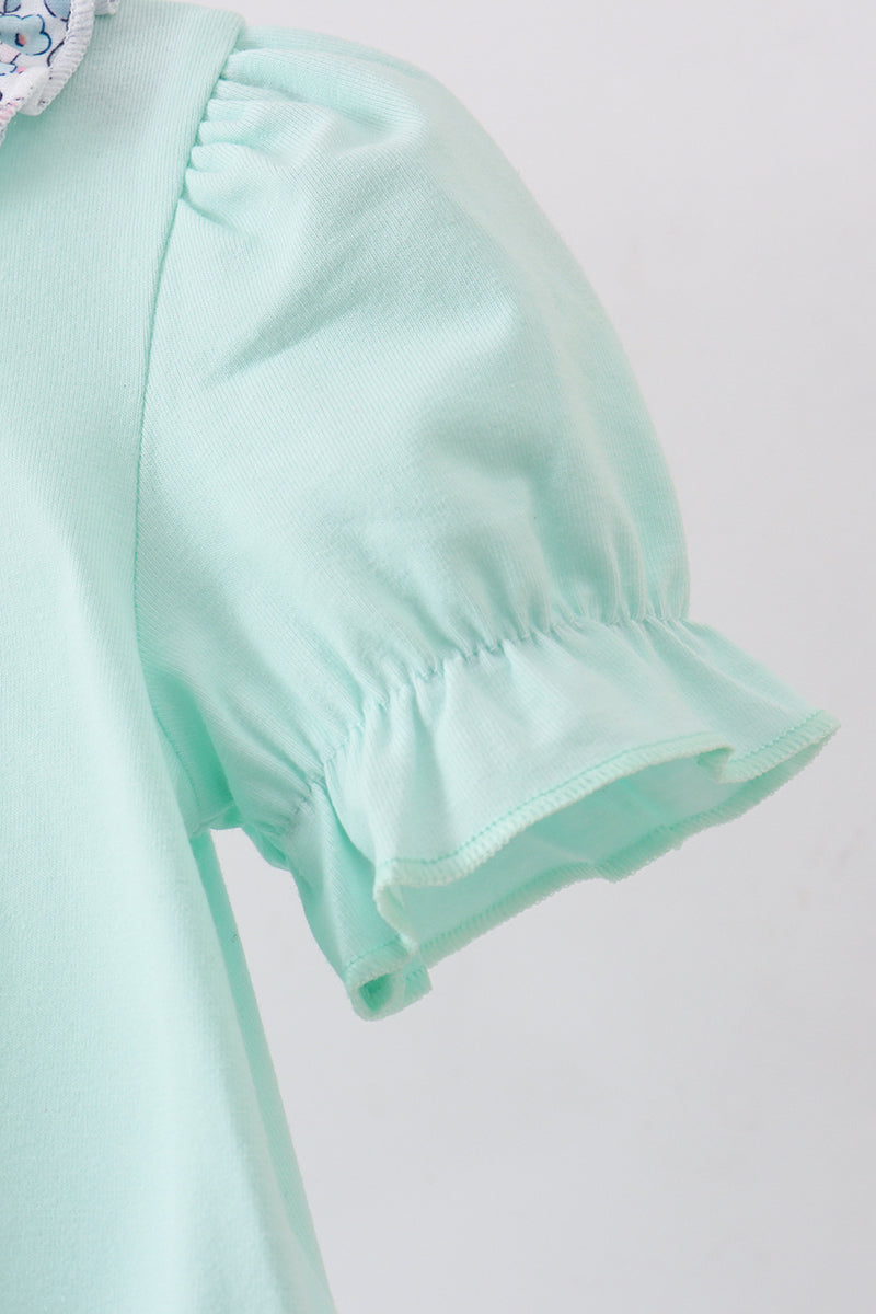 Mint Floral Character Ruffle Bubble