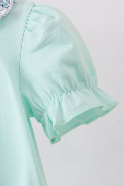 Mint Floral Character Ruffle Bubble