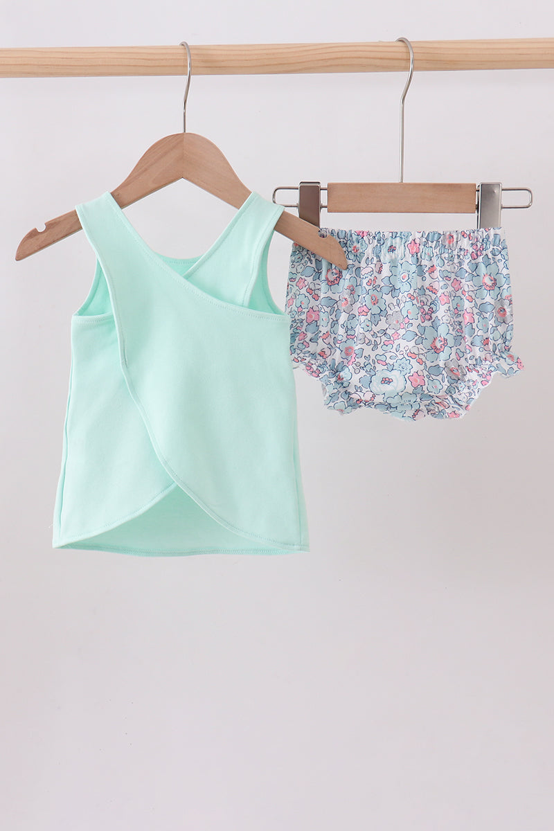 Mint Floral Character Bloomer Set