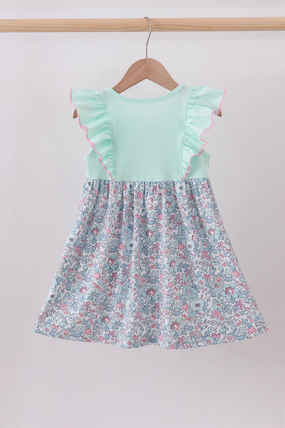 Mint Floral Character Ruffle Dress