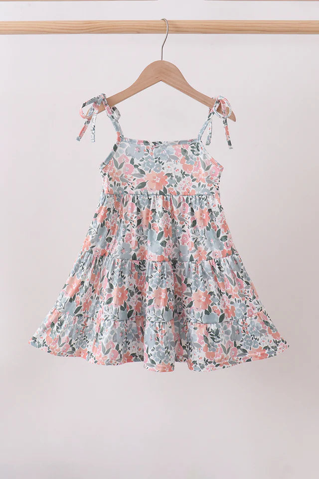 Pink Floral Tiered Dress