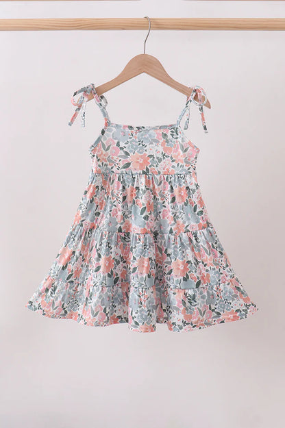 Pink Floral Tiered Dress