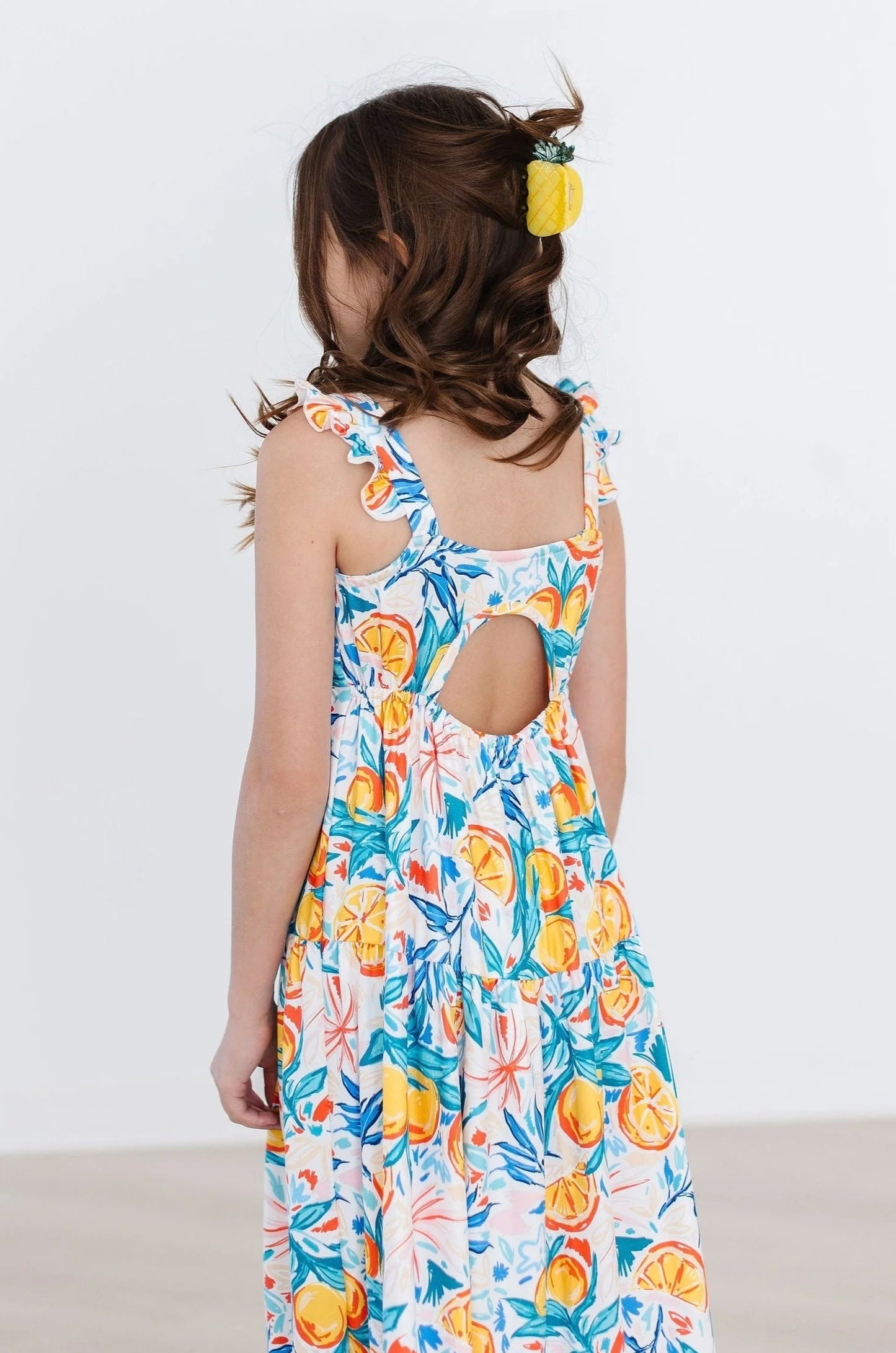 Tropical Summer Ruffle Maxi Dress