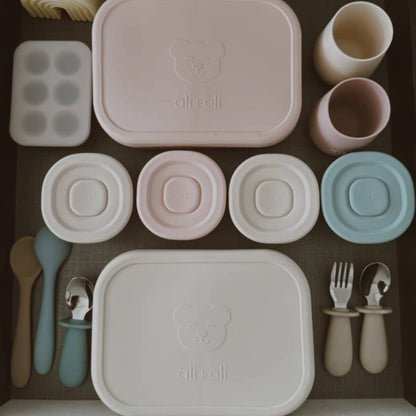 Ali+Oli Silicone Food Containers (4oz) 2-pack (Sky-Khaki)