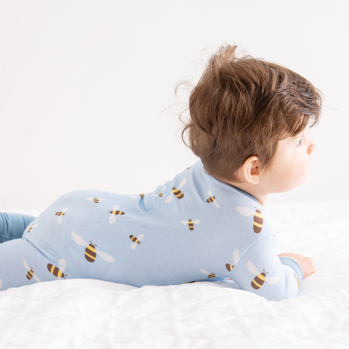 Baby Bamboo Pajamas w/ DreamCuffs® - Blue Bees