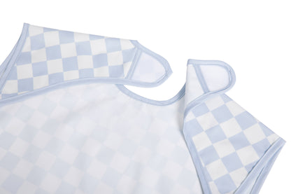 Smock Bib for Baby & Toddler Short Sleeve (Blue Checkers)