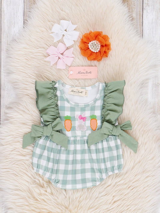 Gingham Carrot Patch Embroidered Bubble