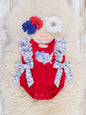 Sweet Land Floral Embroidered Cotton Ruffle Bubble Romper