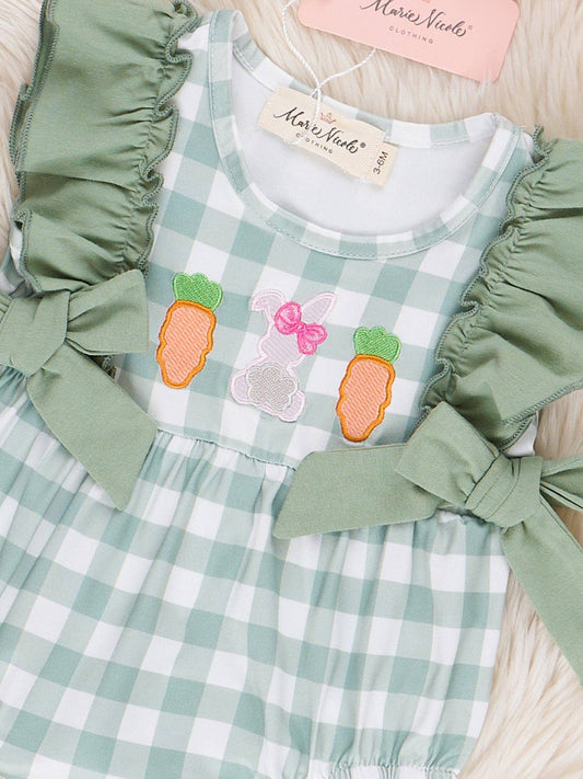 Gingham Carrot Patch Embroidered Bubble