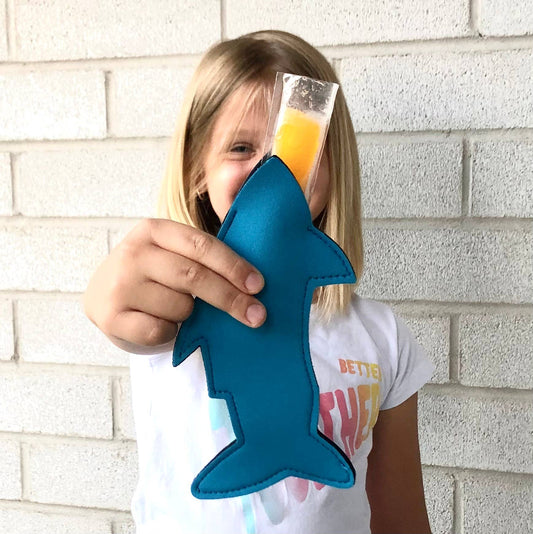 Shark Neoprene Ice Pop Holder Blue Freezie Koozie