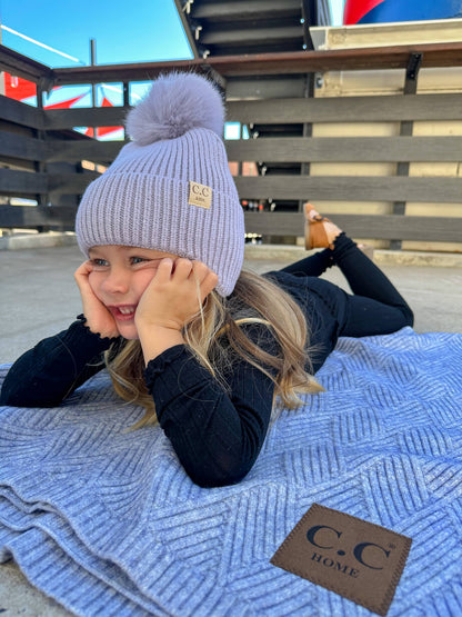 Kid's CC Double Pom Beanie with Ear Flaps