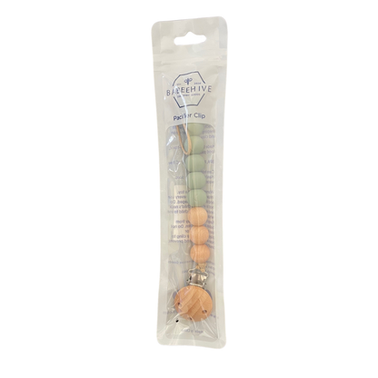 Beaded Wooden & Silicone Pacifier Clip