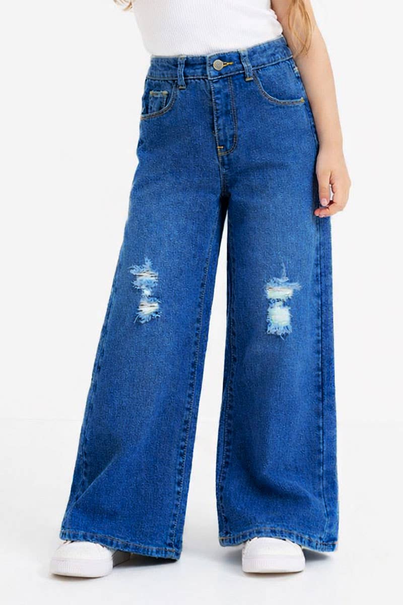 Toddler's Denim Pants w/ Wide Leg & Distress