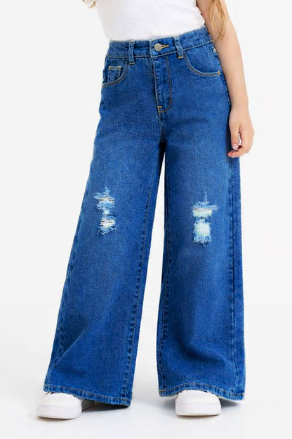 Toddler's Denim Pants w/ Wide Leg & Distress