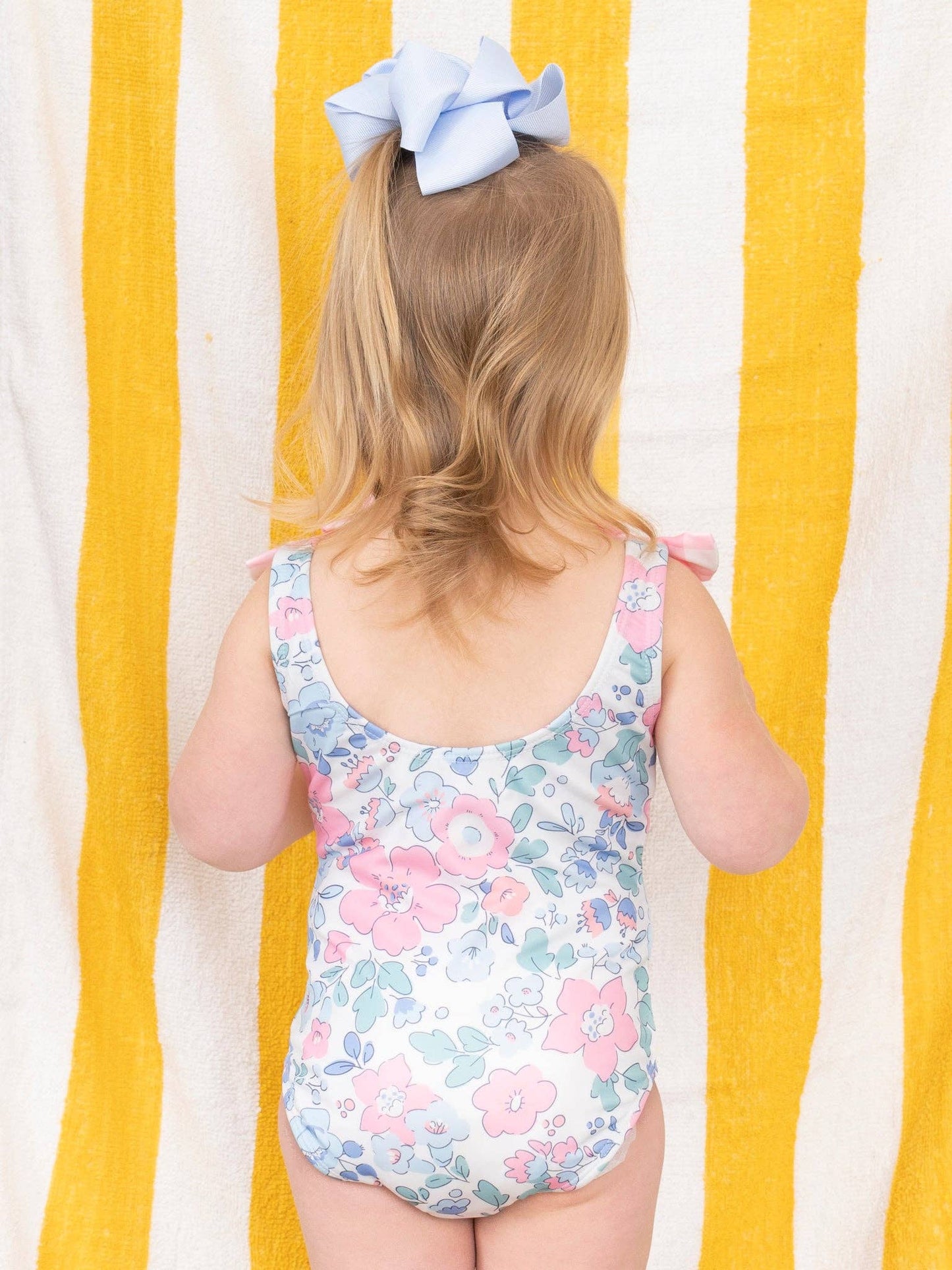 Cottage Floral & Gingham Bow Tie One Piece Swimsuit