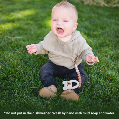 Beaded Wooden & Silicone Pacifier Clip