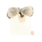 BABY Solid Ribbed Faux Fur Double Pom C.C Beanie