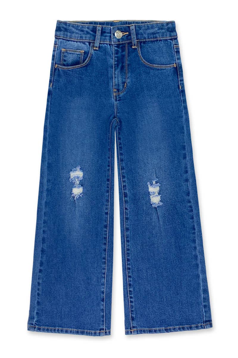 Toddler's Denim Pants w/ Wide Leg & Distress