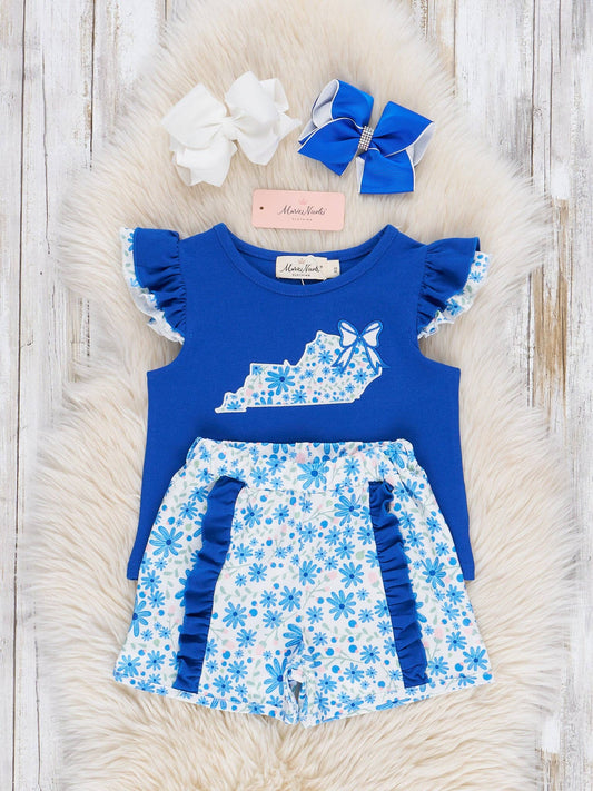 Kentucky Embroidered Floral Ruffle Outfit