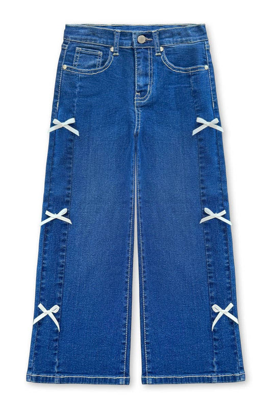 Girl's Wide Leg Denim Jean w/ Bows