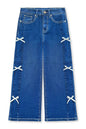 Girl's Wide Leg Denim Jean w/ Bows
