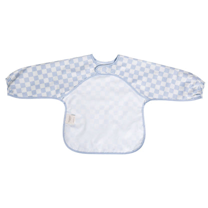 Smock Bib for Baby & Toddler Long Sleeve (Blue Checkers)