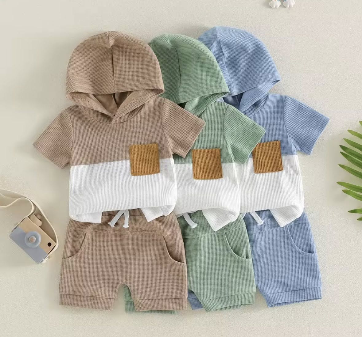 Color Block Waffle Knit Set