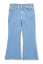 Girl's Flare Leg Denim Jean w/ Scalloped Hem - Light