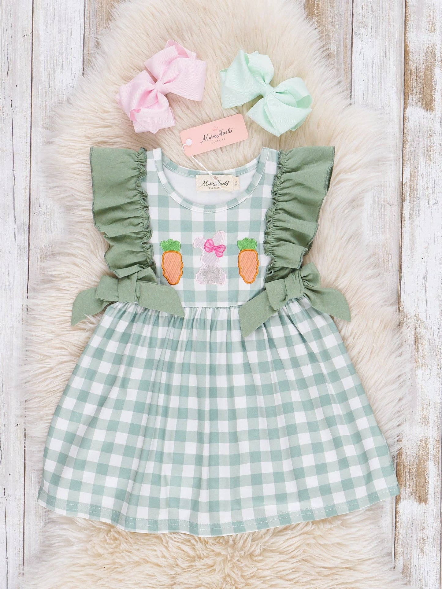 Gingham Carrot Patch Embroidered Dress
