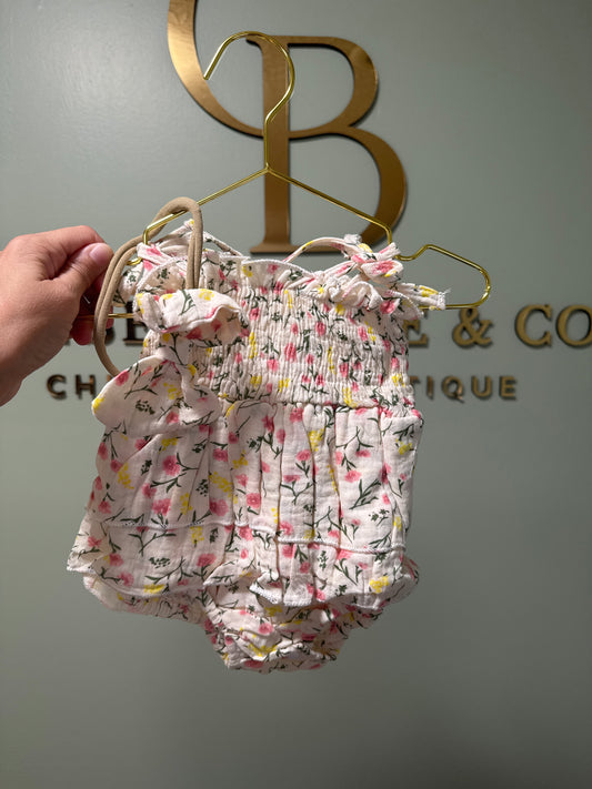 Colorful Scrunch Romper + Bow Headband