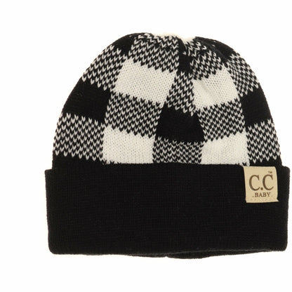 Baby Buffalo Plaid Cuff Beanie for Newborns