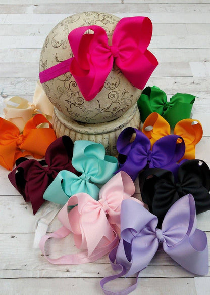 Classic Grosgrain Hair Bow - Satin Headband - 4.5"