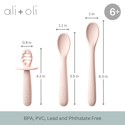Ali+Oli (3-pc) Multi Stage Spoon Set for Baby (Blush) 6m+