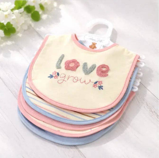 5 Pack Soft Cotton Poly Embroidered Baby Bibs