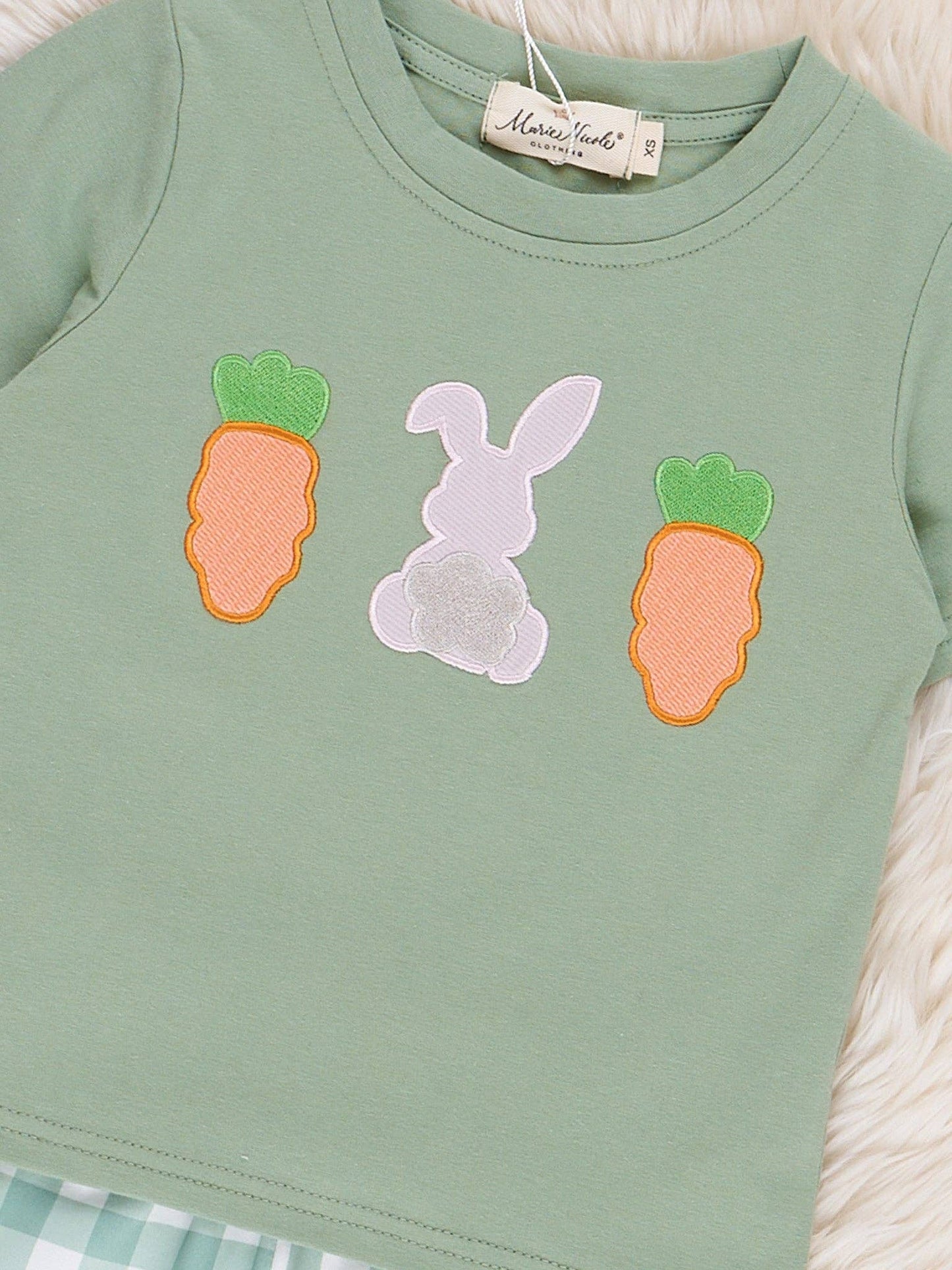 Gingham Carrot Patch Embroidered Outfit