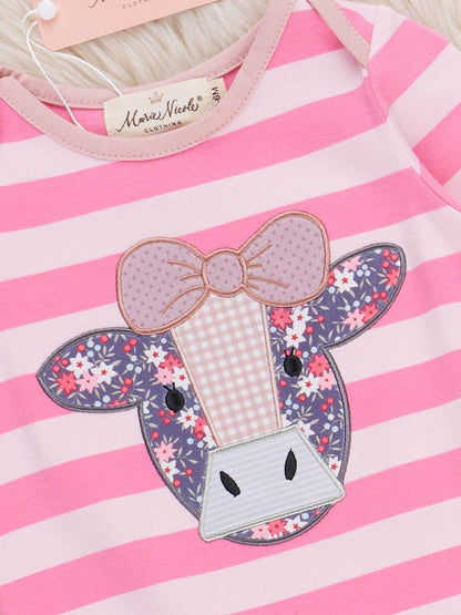 Sweet Cowgirl Embroidered Striped Romper