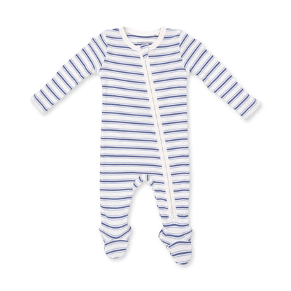 Vintage Stripe Blue - 2 Way Zipper Footie