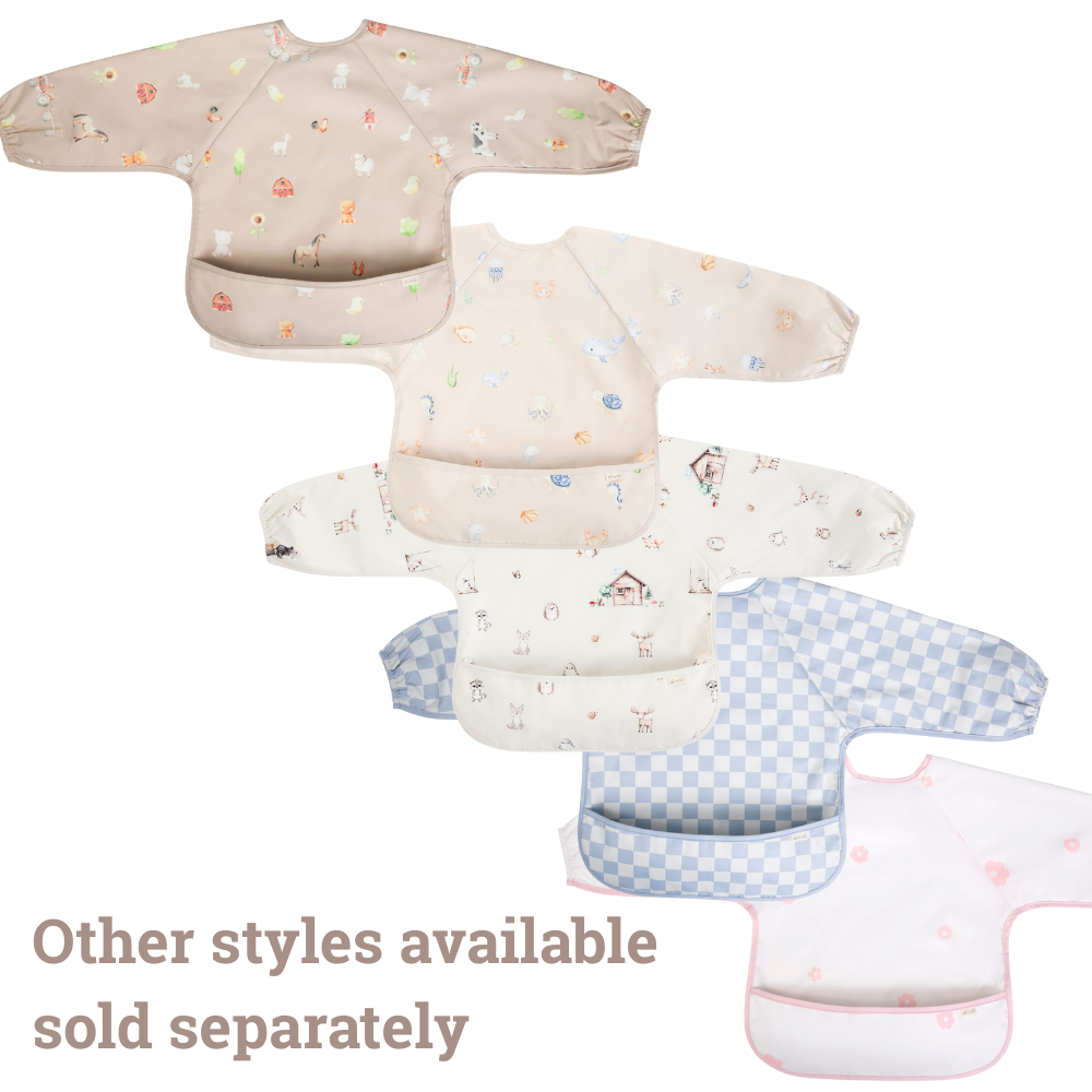 Smock Bib for Baby & Toddler Long Sleeve (Pink Flowers)