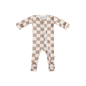 Baby Bamboo Pajamas w/ DreamCuffs® - Oat Latte Checkerboard