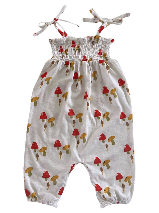 Mushroom / Organic Smocked Jumpsuit (Baby - Kids)