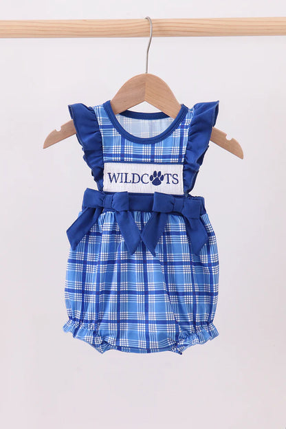 Kentucky Wild Cats Smocked Plaid Ruffle Bubble