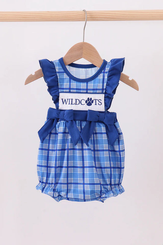 Kentucky Wild Cats Smocked Plaid Ruffle Bubble
