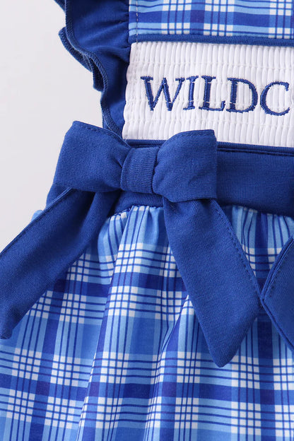 Kentucky Wild Cats Smocked Plaid Ruffle Bubble