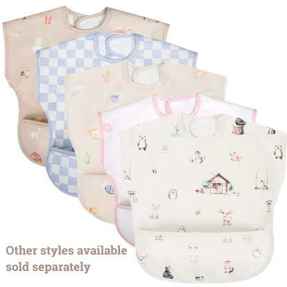 Smock Bib for Baby & Toddler Short Sleeve (Blue Checkers)