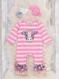 Sweet Cowgirl Embroidered Striped Romper