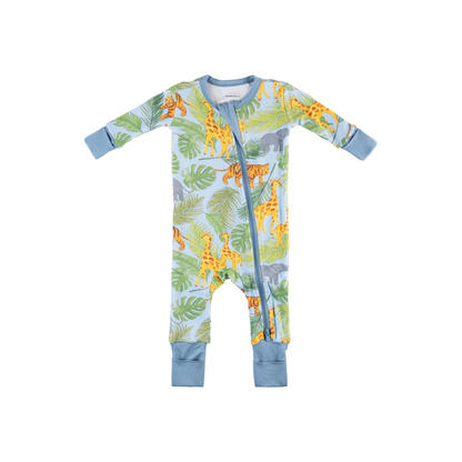 Baby Bamboo Pajamas w/ DreamCuffs® - Blue Safari
