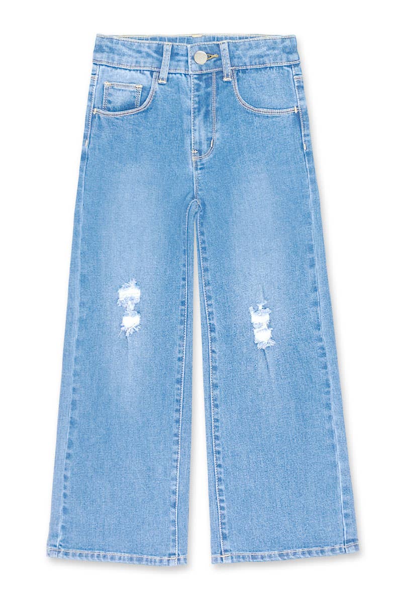 Toddler's Denim Pants w/ Wide Leg & Distress