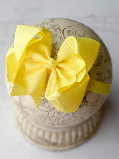 Classic Grosgrain Hair Bow - Satin Headband - 4.5"